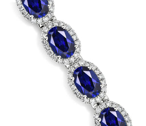 Blue Sapphire Bracelet for Women Blue Gemstone Bracelet Anniversary Gift for Women Engagement Bracelet 925 Sterling Silver Sapphire Bracelet