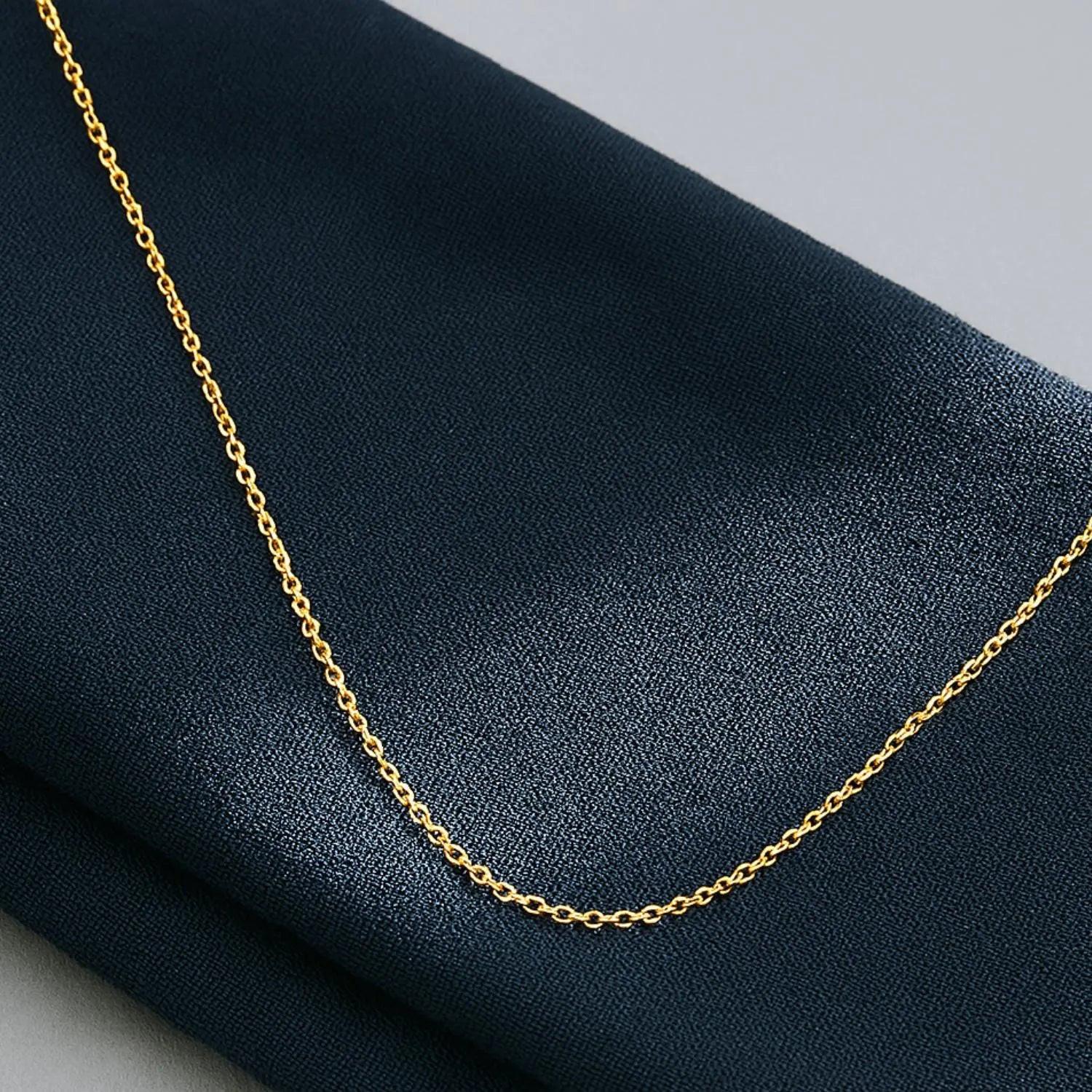 Elegant 14K Solid Yellow Gold Diamond-Cut Dainty Cable Chain Necklace - Handmade in Italy, 0.9mm-1.5mm.