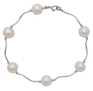 14K Gold Freshwater Pearl Bracelet, with Hand Engraved Diamond-Cut Details