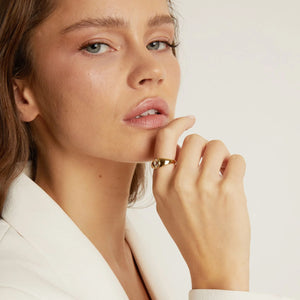 Chunky Lab Grown White Sapphire Oval Ring NikNenz™ Premium Gold & Diamonds