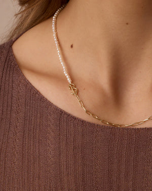 Lou Pearl Alphabet Necklace NikNenz™ Premium Gold & Diamonds