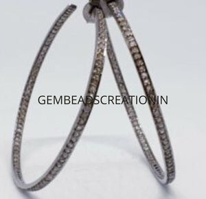 Elegant Pave Diamond Hoop Earrings: Handmade Sterling Silver Statement Jewelry for Special Occasions