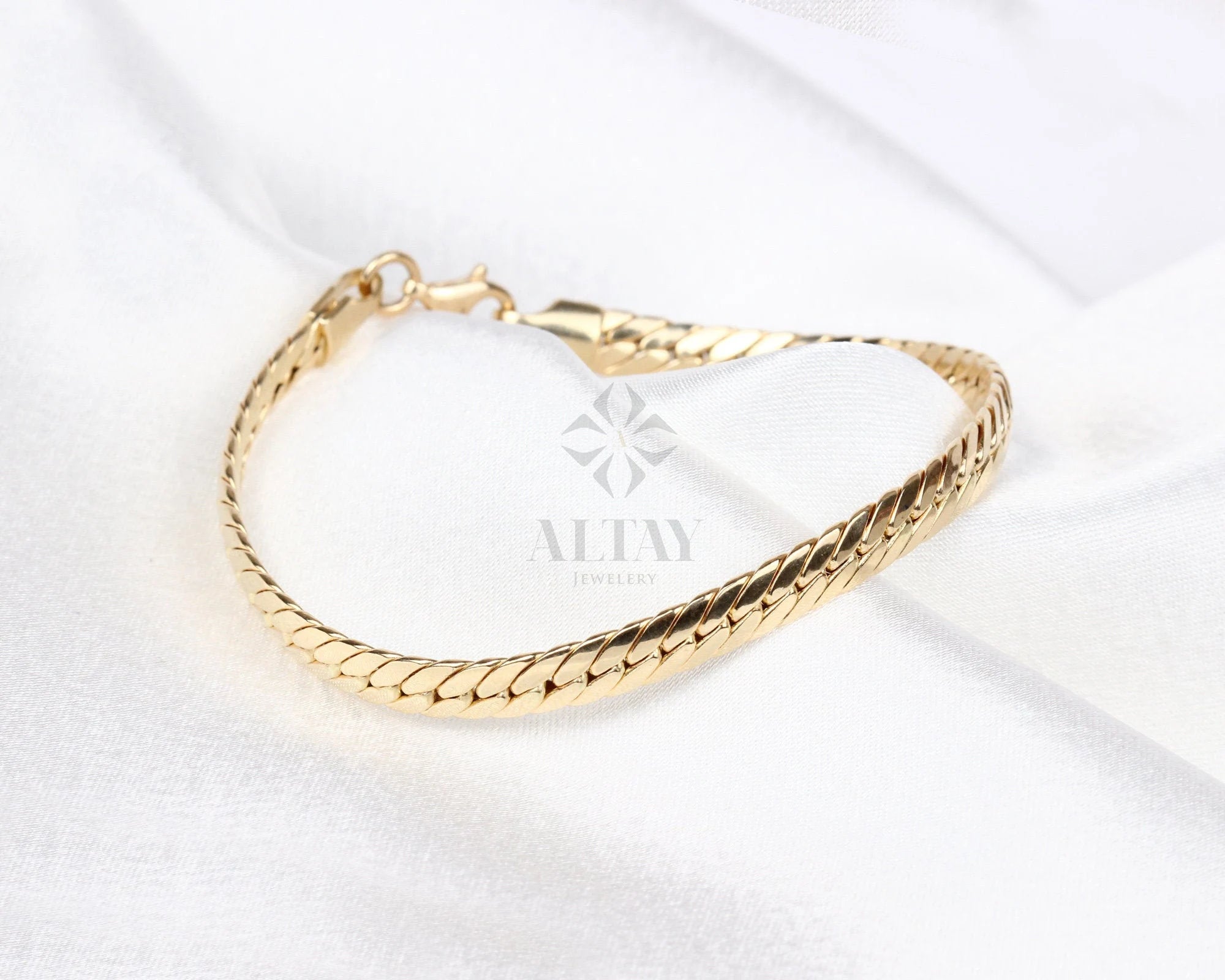 14K Gold 5MM Cuban Link Bracelet, Curb Chain Bracelet, Bold Link Chunky Vintage Chain Anklet, Men Women Stacking Bracelet, Gift for Her