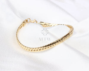 14K Gold 5MM Cuban Link Bracelet, Curb Chain Bracelet, Bold Link Chunky Vintage Chain Anklet, Men Women Stacking Bracelet, Gift for Her