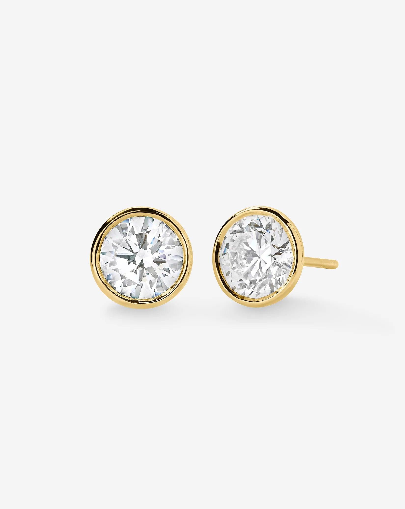 Exquisite Bezel-Set Round Lab Diamond Stud Earrings.