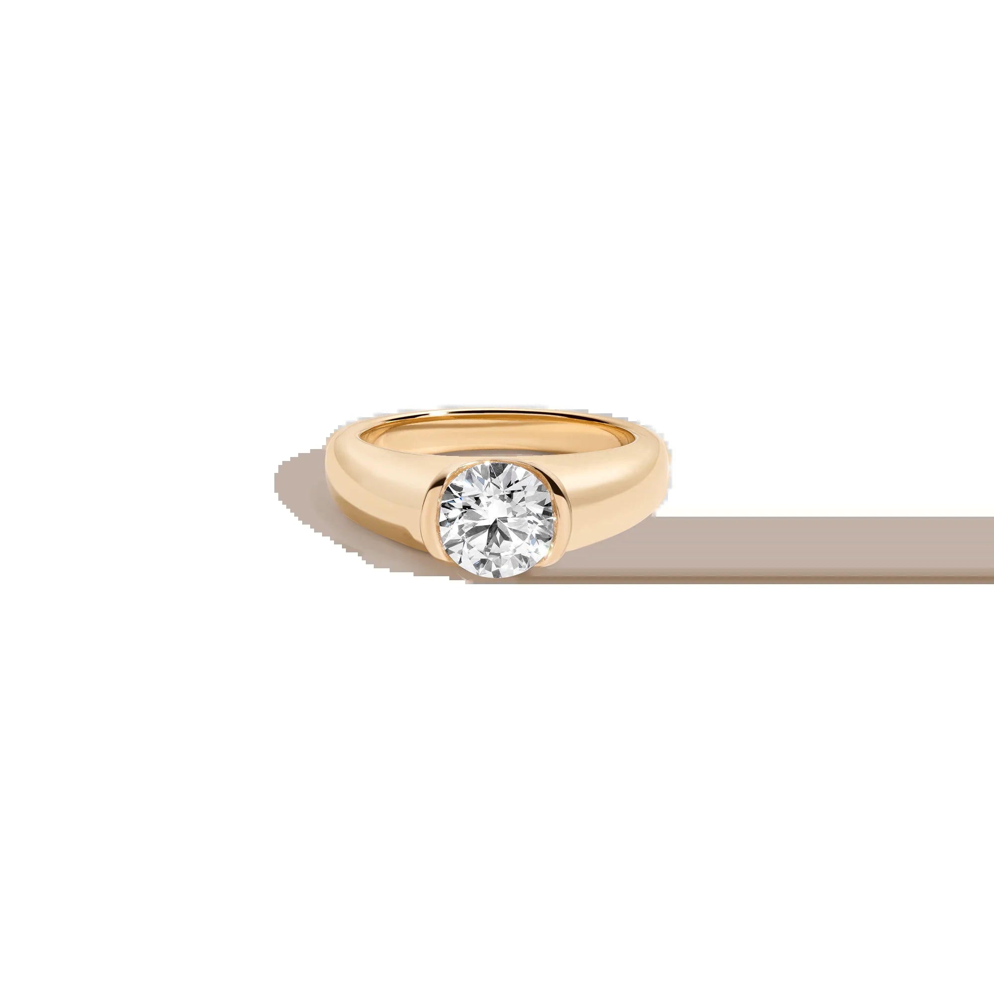 1Ct round Lab Grown Diamond Floating Signet Ring NikNenz™ Premium Gold & Diamonds