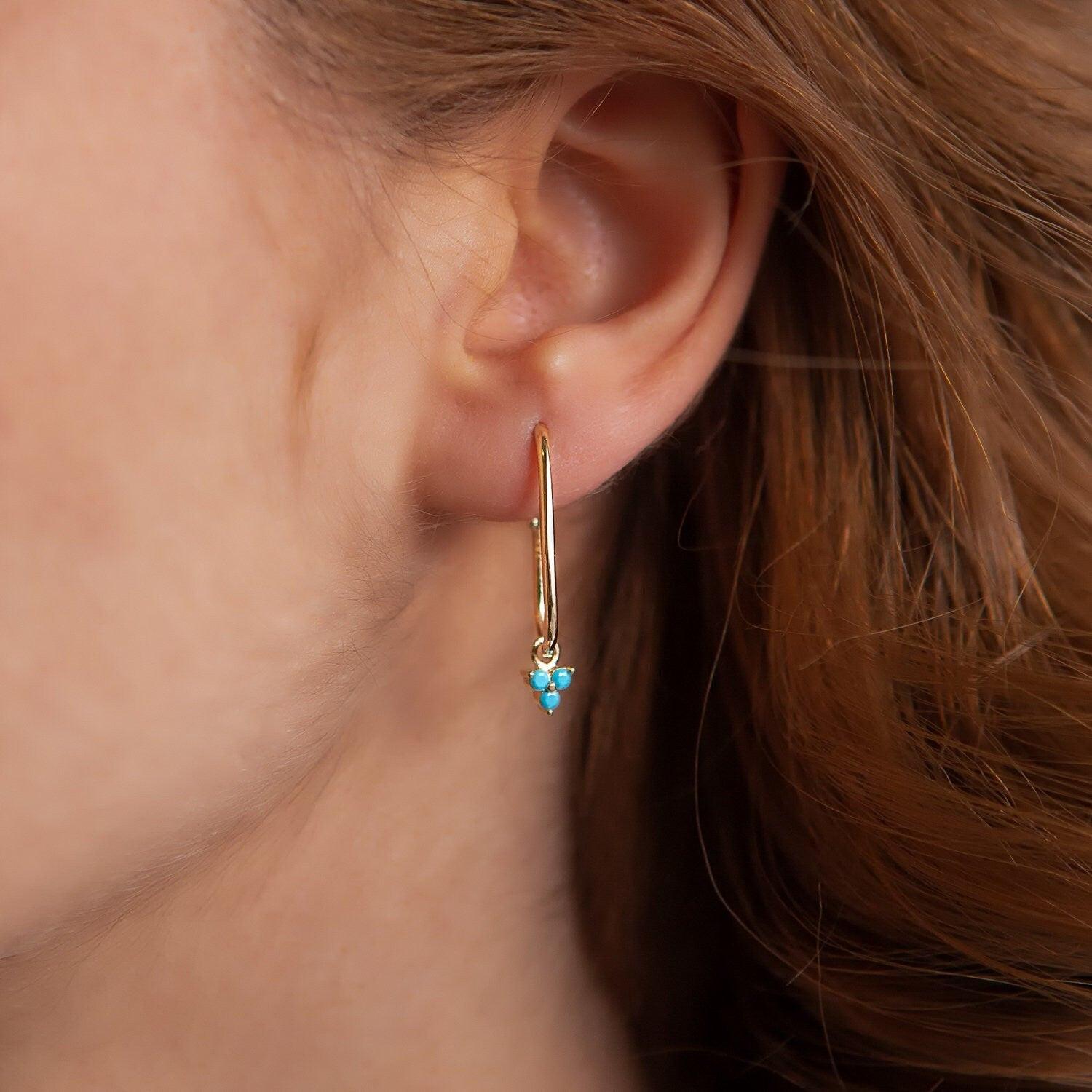 Dainty 14K Gold Turquoise Earrings – Perfect Gift for Birthdays & Everyday Elegance.