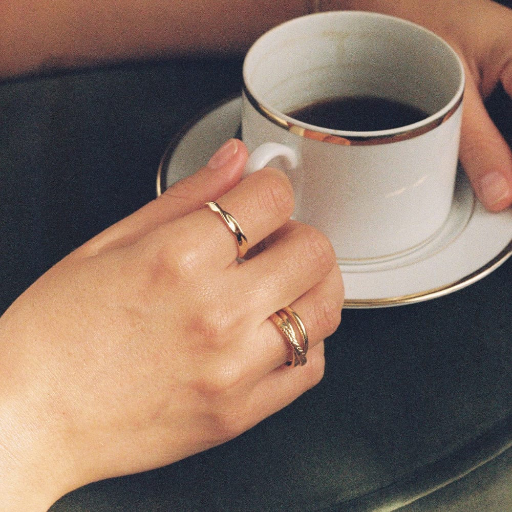 Estée Lalonde Trinity Ring Stack 18Ct Gold Plate