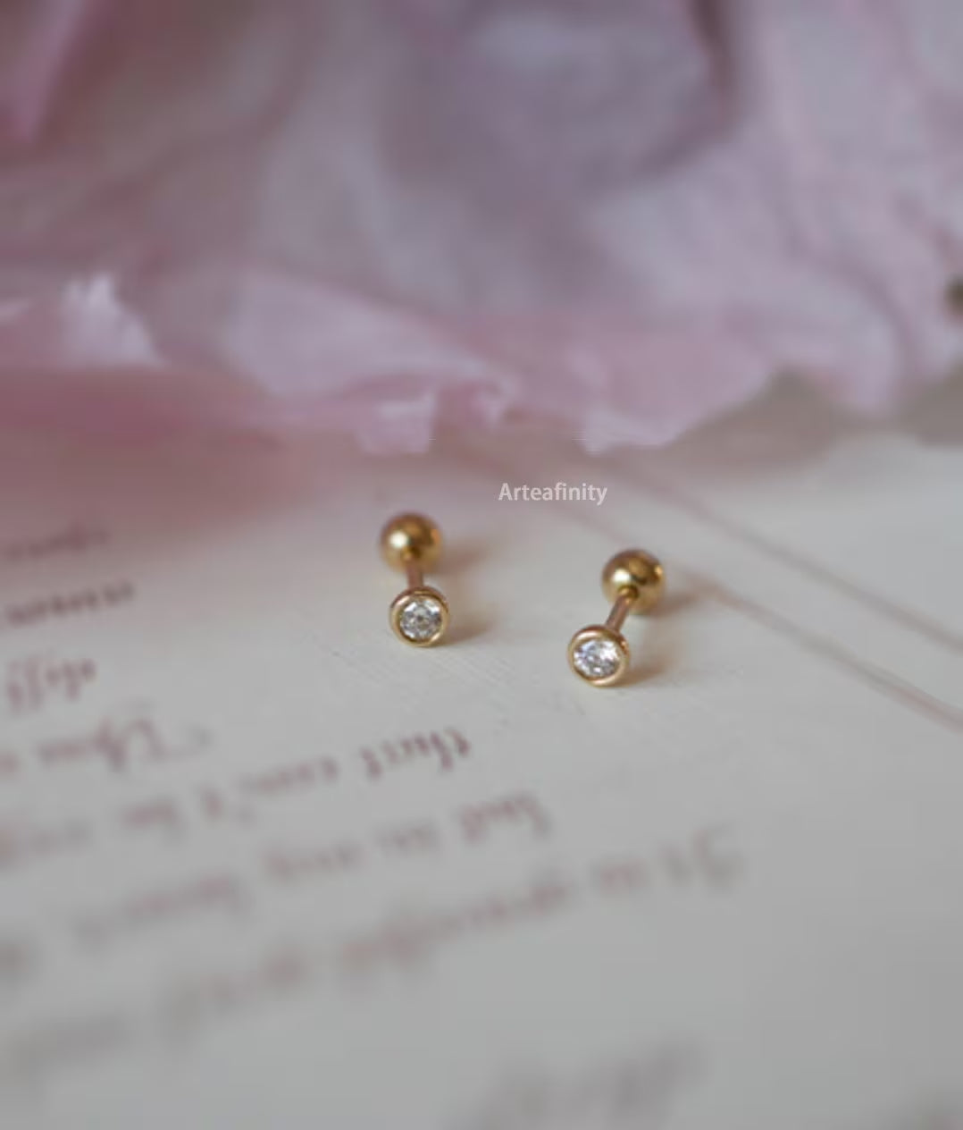 Gold Screw Earrings, 14K Solid Gold Earrings, Real Gold Earrings, Spring and Summer Dainty Earrings, Elegant Earrings, Gift for Her