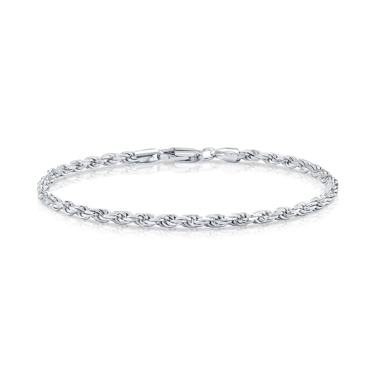 Solid Sterling Silver Rope Chain Bracelet