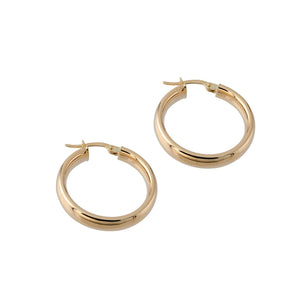 Radiant 14K Solid Yellow Gold 5mm Bold Hoop Earrings - Timeless Classic for Every Day.