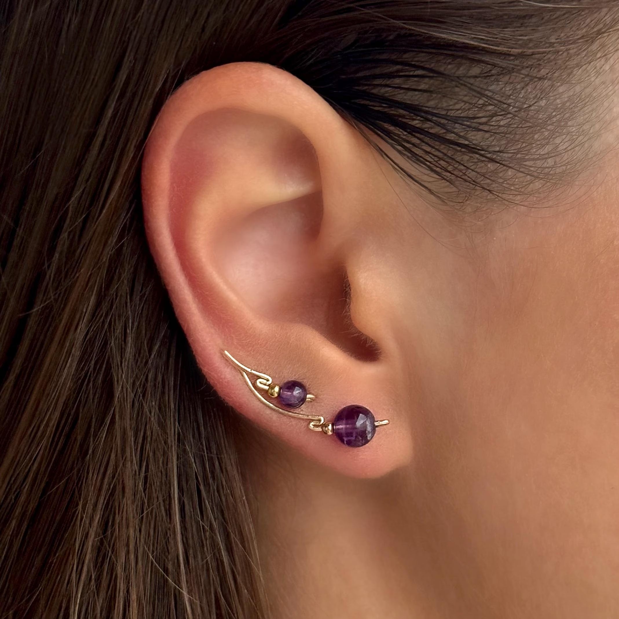 Gold Ear Climbers, Minimalist Handmade Jewelry Gift for Her