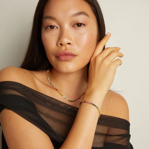 Ombré Rainbow Baguette Tennis Necklace