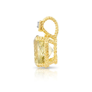 Stunning 14K Gold Yellow Topaz and Diamond Pendant Necklace.