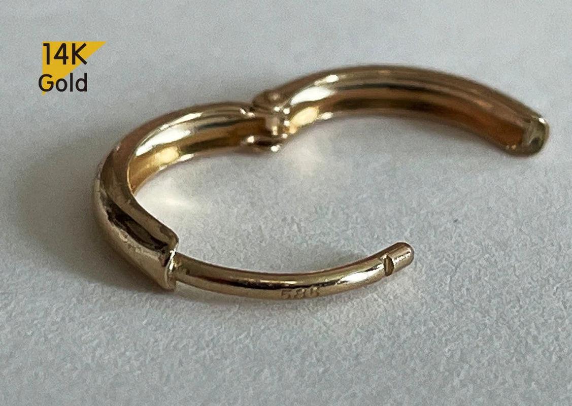 Stunning 14K Solid Gold Minimalist Hoop Earrings - Elegant and Versatile, Available as Single or Pair.