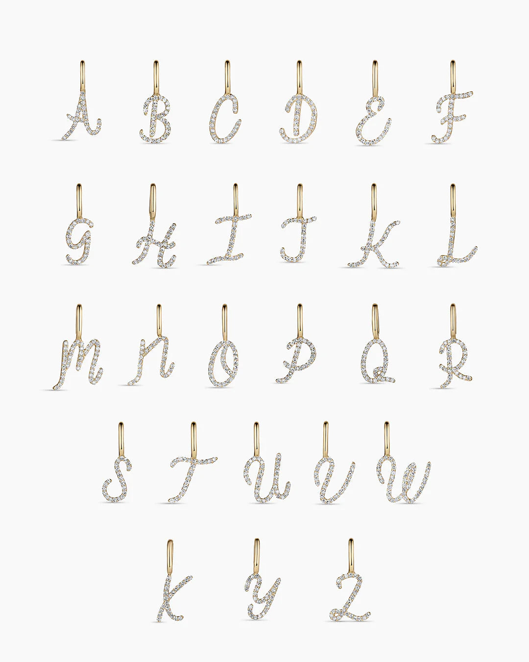 Diamond Script Alphabet Charm Necklace