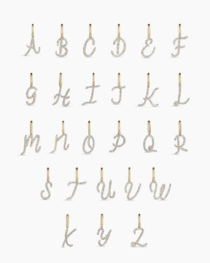 Diamond Script Alphabet Charm Necklace