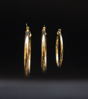 Real 10K Yellow Gold Hoop Earrings 2Mm, 3Mm, 4Mm Thickness, 15Mm-70Mm Gold Hoop Earrings