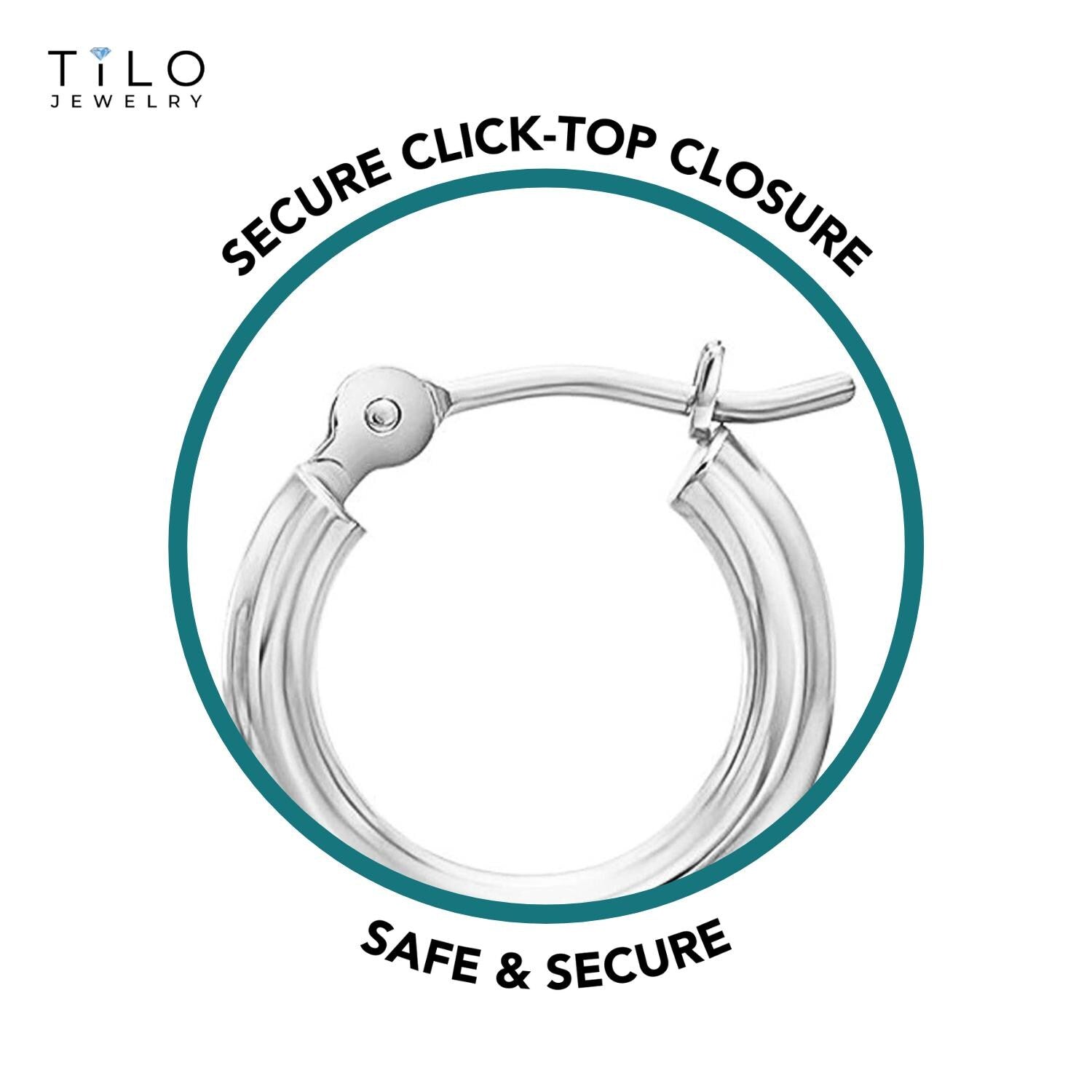 Solid 14K Gold Hoop Earrings, 14 Karat White Gold round Classic Hoops, 13Mm (0.5 Inch) Small Size Hoops, Made by TILO Jewelry
