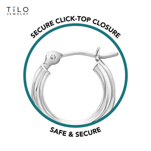 Solid 14K Gold Hoop Earrings, 14 Karat White Gold round Classic Hoops, 13Mm (0.5 Inch) Small Size Hoops, Made by TILO Jewelry