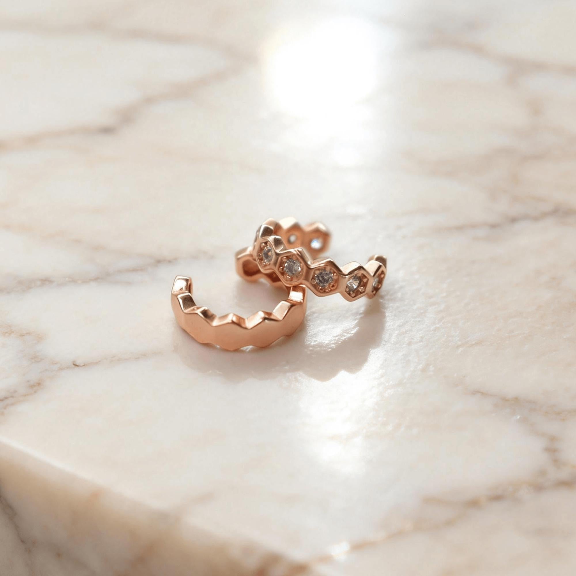 Rose Gold Ear Cuffs, Diamond Cartilage Ear Wrap, No Piercing, Minimalist Cuff Jewelry