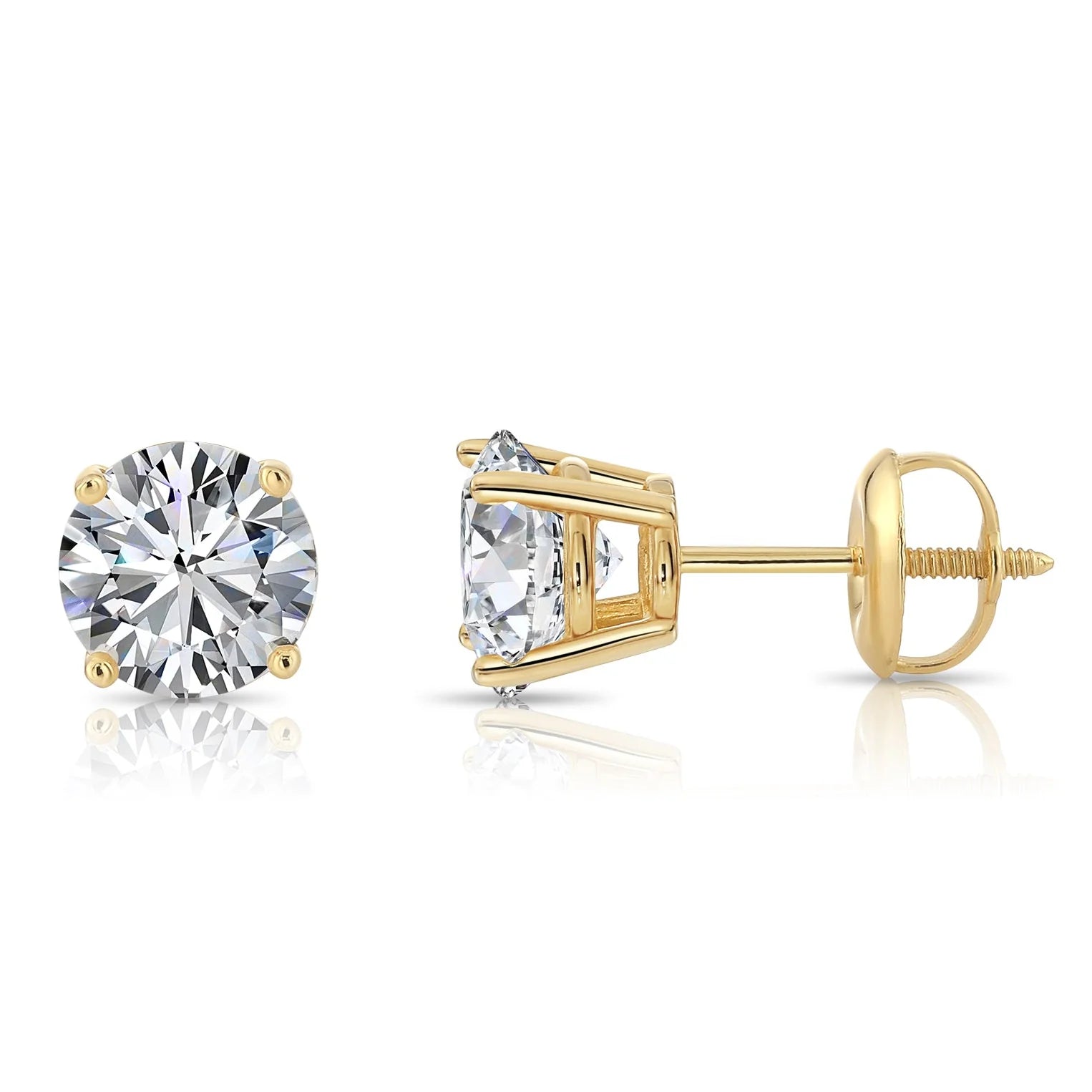14K Gold Lab Diamond Stud Earrings, 1.50Ctw, with Screw Backs