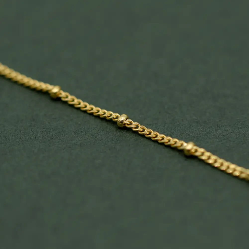Beaded Gold Plated Anklet, Fine Curb Chain Anklet, Layered Anklet, Beach Jewelry, Gift for Her