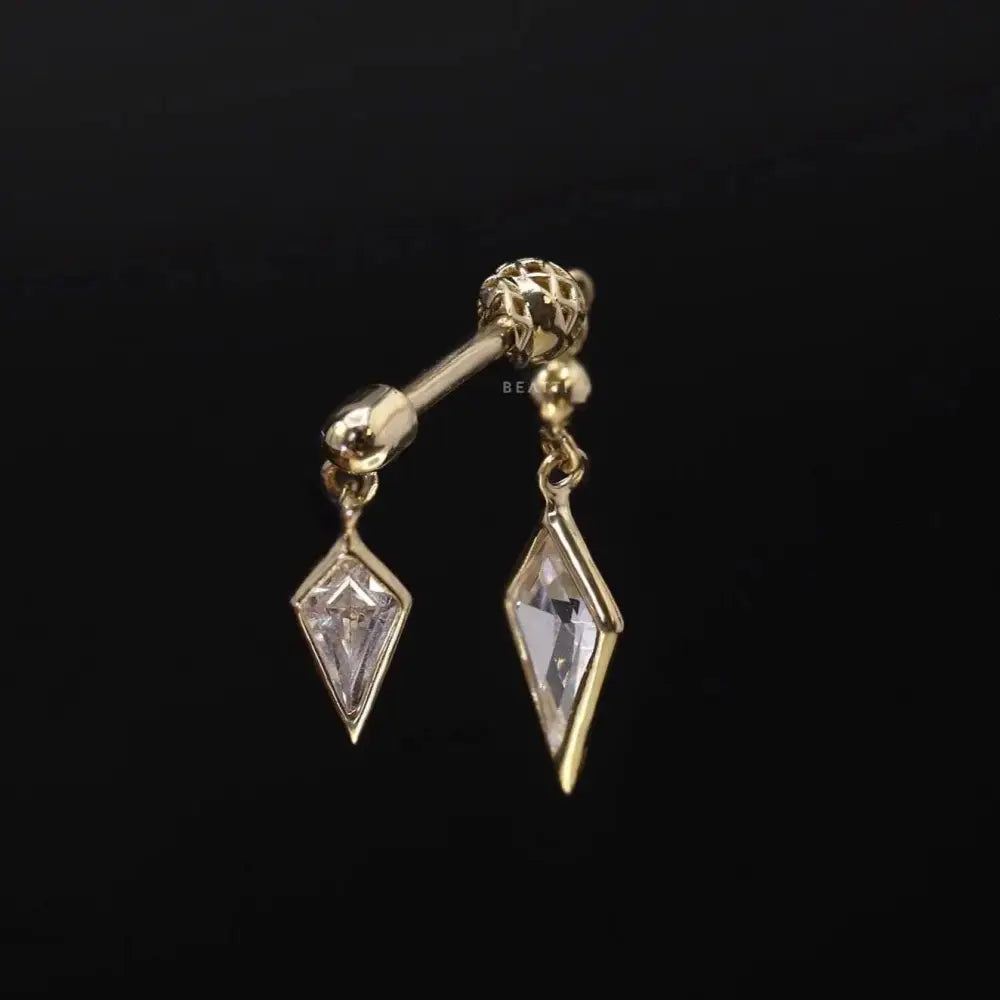 BEATTI Riké • 14K Solid Gold Double Diamond Barbell • Cartilage Earring • Forward Helix