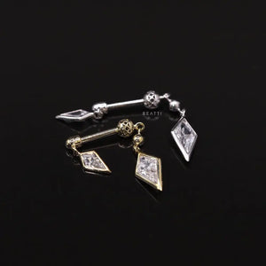 BEATTI Riké • 14K Solid Gold Double Diamond Barbell • Cartilage Earring • Forward Helix
