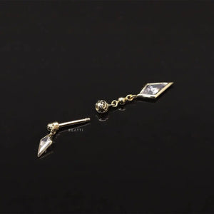 BEATTI Riké • 14K Solid Gold Double Diamond Barbell • Cartilage Earring • Forward Helix