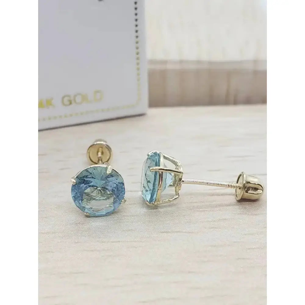 Beautiful 14K Solid Gold Aquamarine Screw Back Stud Earrings – Perfect March Birthstone Gift!.