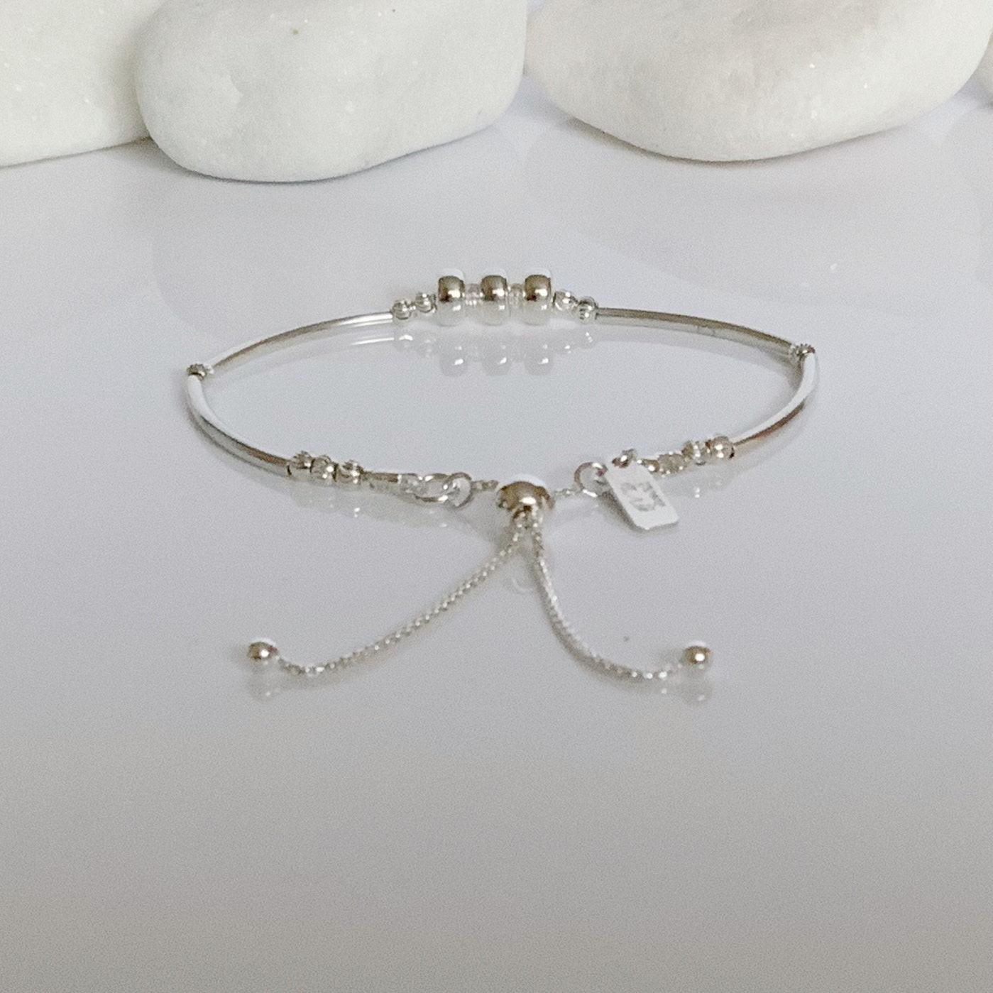 Calming Sterling Silver Fidget Bracelet - Perfect Sensory Stress Relief Jewelry Gift.