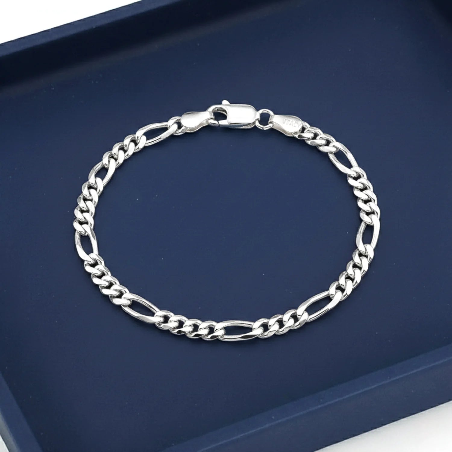 Sterling Silver Italian Figaro Chain Bracelet