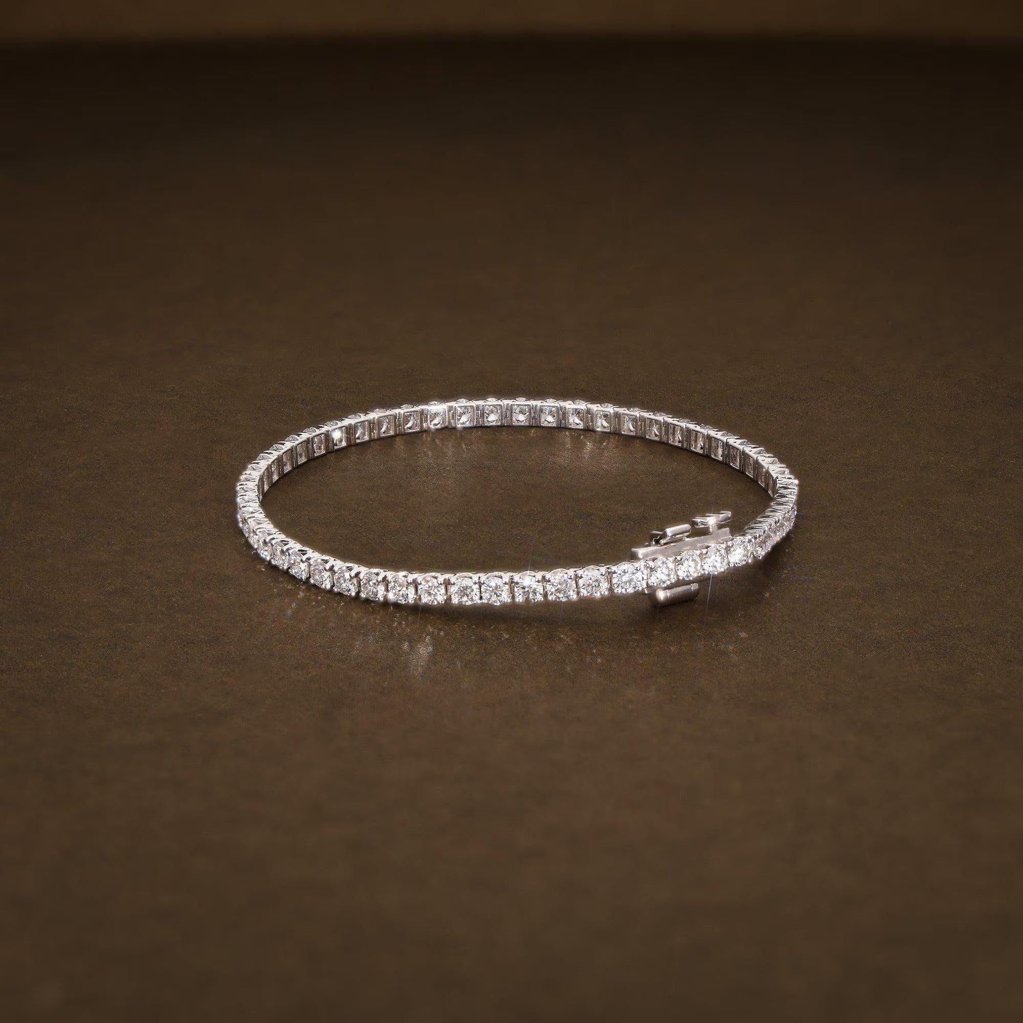 Stunning 5.10 CTW Diamond Tennis Bracelet - Exquisite E-F VVS2 Brilliance for Special Occasions & Everyday Elegance.