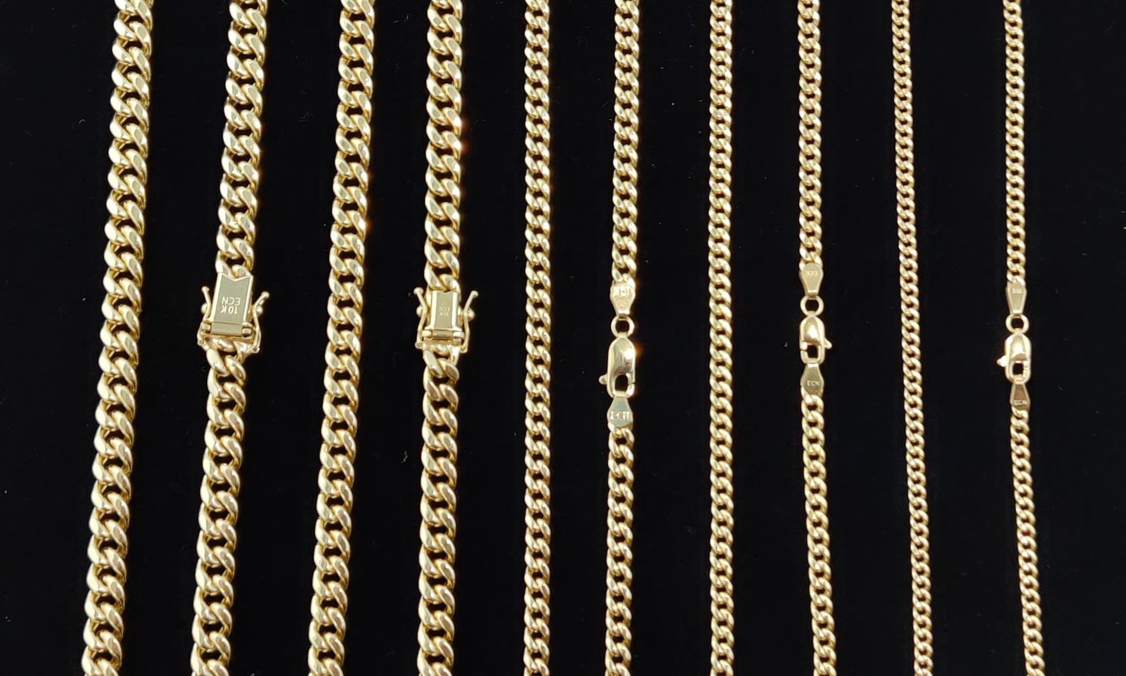 10K Real Gold Miami Cuban Link Chain Necklace and Bracelet,10K Gold Miami Cuban 2Mm - 6.8Mm, 10K Gold Chain, Real Gold Men and Women Chain
