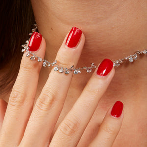 ECRIN | Dainty round Diamond Dangle Necklace, Diamond Station Bezel Necklace