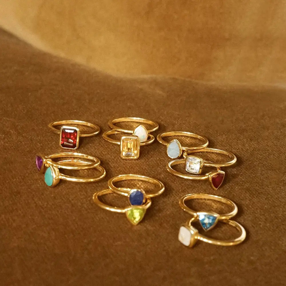 Birthstone Ring 18Ct Gold Plate