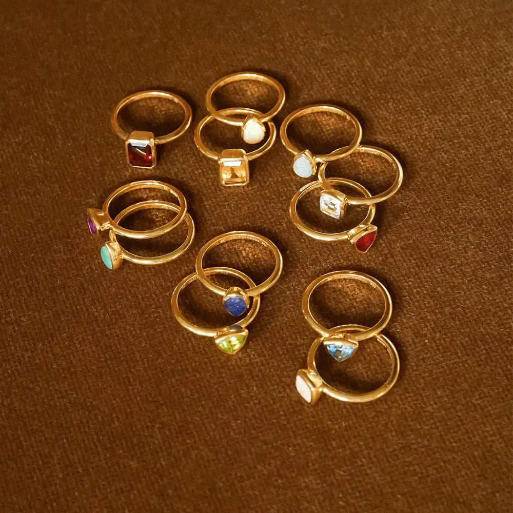 Birthstone Ring 18Ct Gold Plate