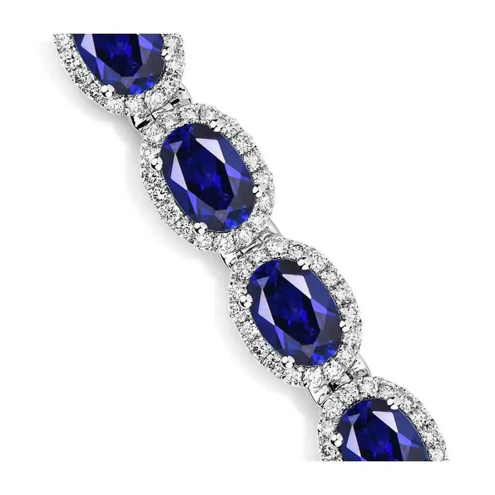 Blue Sapphire Bracelet for Women Blue Gemstone Bracelet Anniversary Gift for Women Engagement Bracelet 925 Sterling Silver Sapphire Bracelet