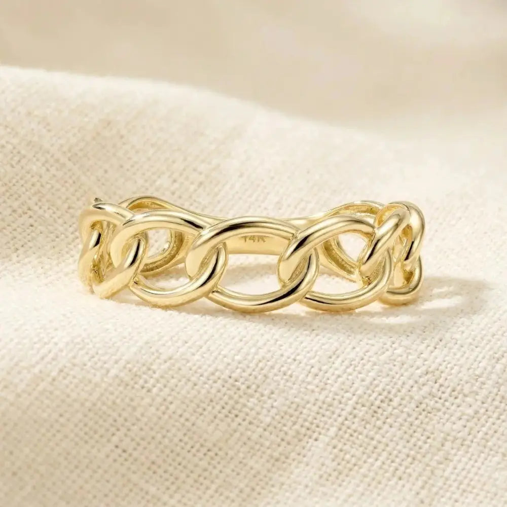 Bold 14K Gold Cuban Chain Ring – Luxurious Chunky Link Design, Perfect Gift for Birthdays and Everyday Elegance.