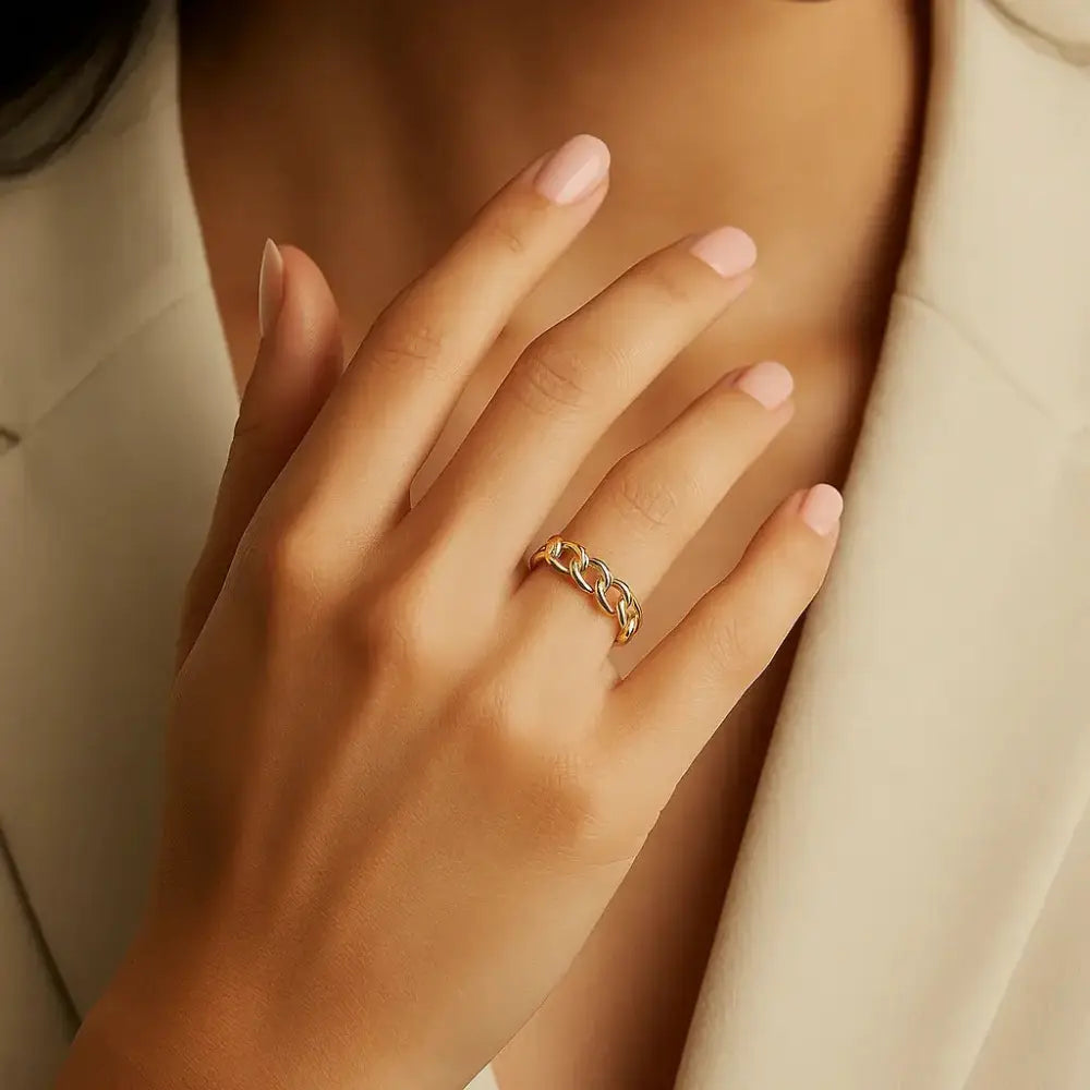 Bold 14K Gold Cuban Chain Ring – Luxurious Chunky Link Design, Perfect Gift for Birthdays and Everyday Elegance.