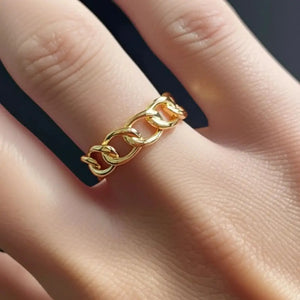 Bold 14K Gold Cuban Chain Ring – Luxurious Chunky Link Design, Perfect Gift for Birthdays and Everyday Elegance.