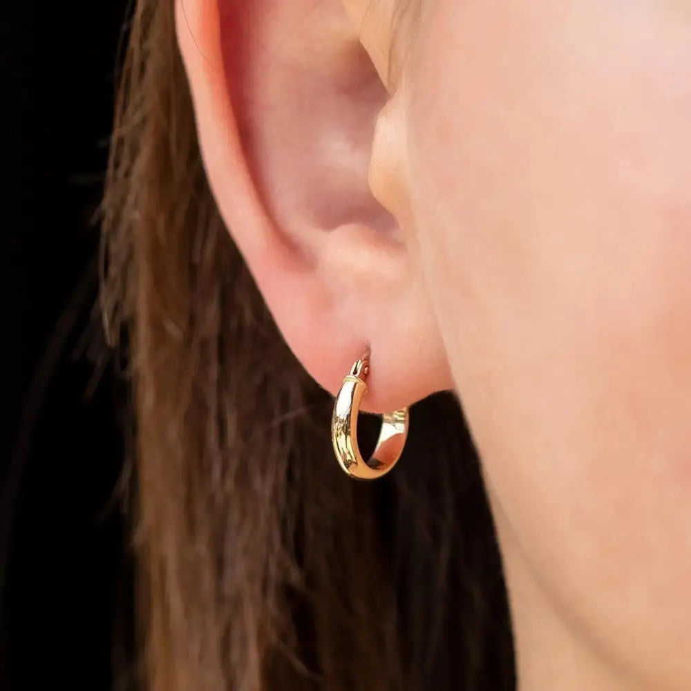 Bold 14K Solid Gold Hoop Earrings - Classic 3.10mm Thick Design.