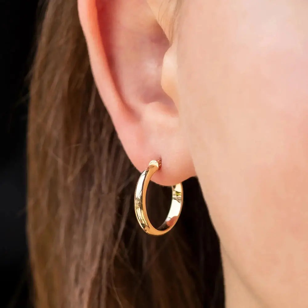 Bold 14K Solid Gold Hoop Earrings - Classic 3.10mm Thick Design.