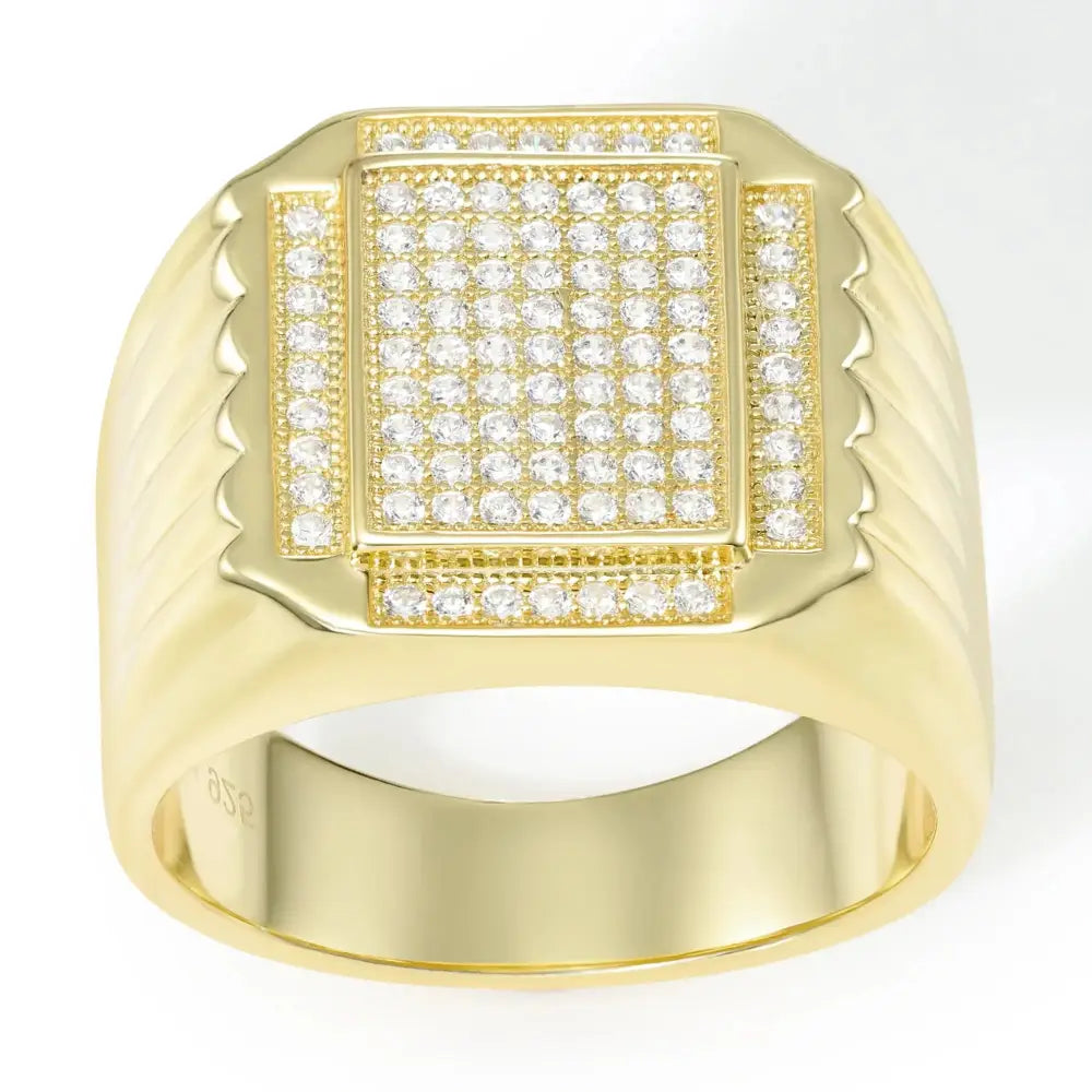 Bold 925 Sterling Silver Pave Square Signet Pinky Ring – Perfect Luxurious Gift for Anniversaries & Everyday Elegance.