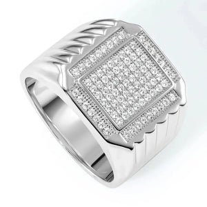 Bold 925 Sterling Silver Pave Square Signet Pinky Ring – Perfect Luxurious Gift for Anniversaries & Everyday Elegance.