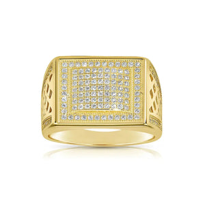 Bold 925 Sterling Silver Pave Square Signet Pinky Ring – Stunning Sparkle for Weddings & Everyday Elegance.