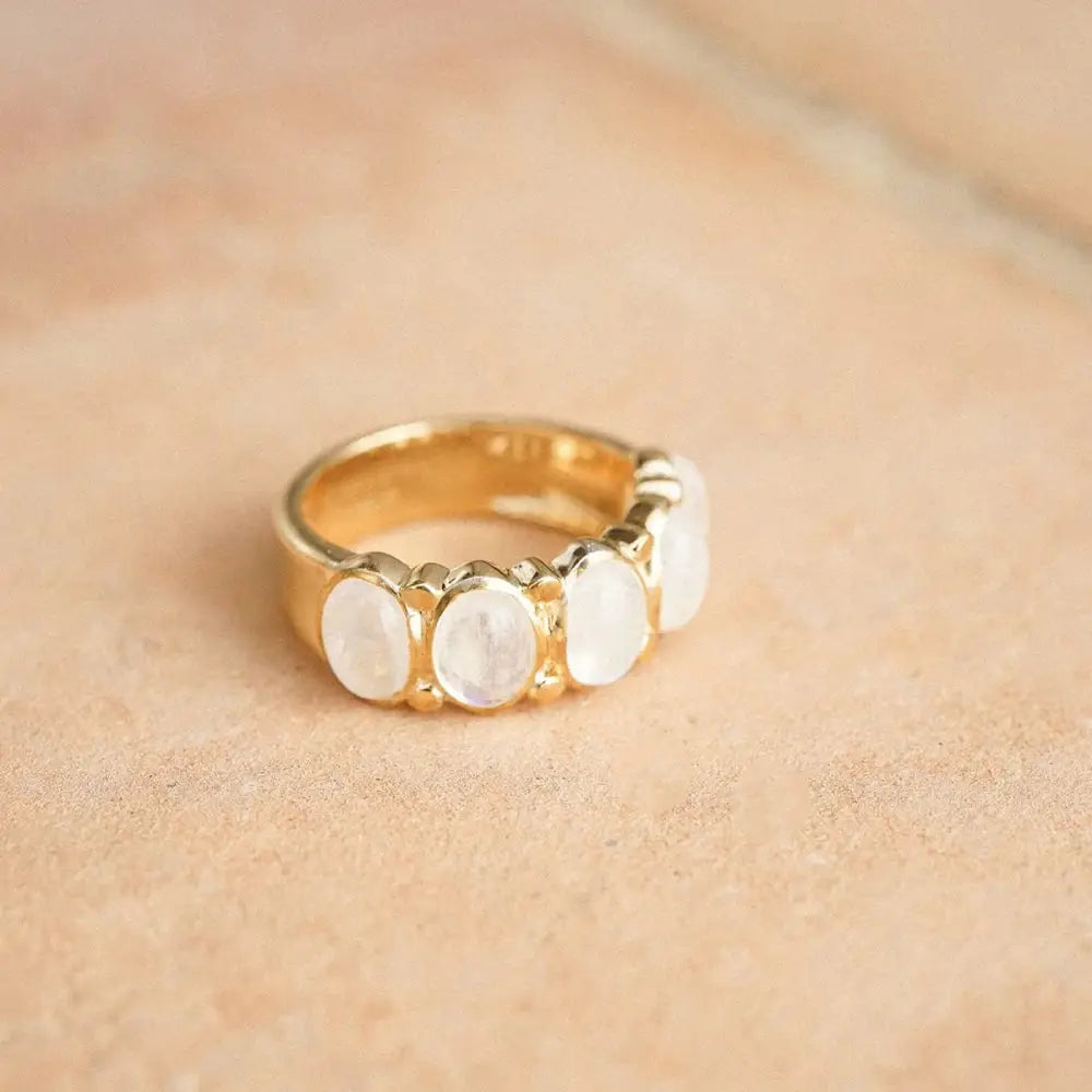 Bold Moonstone Ring 18Ct Gold Plate