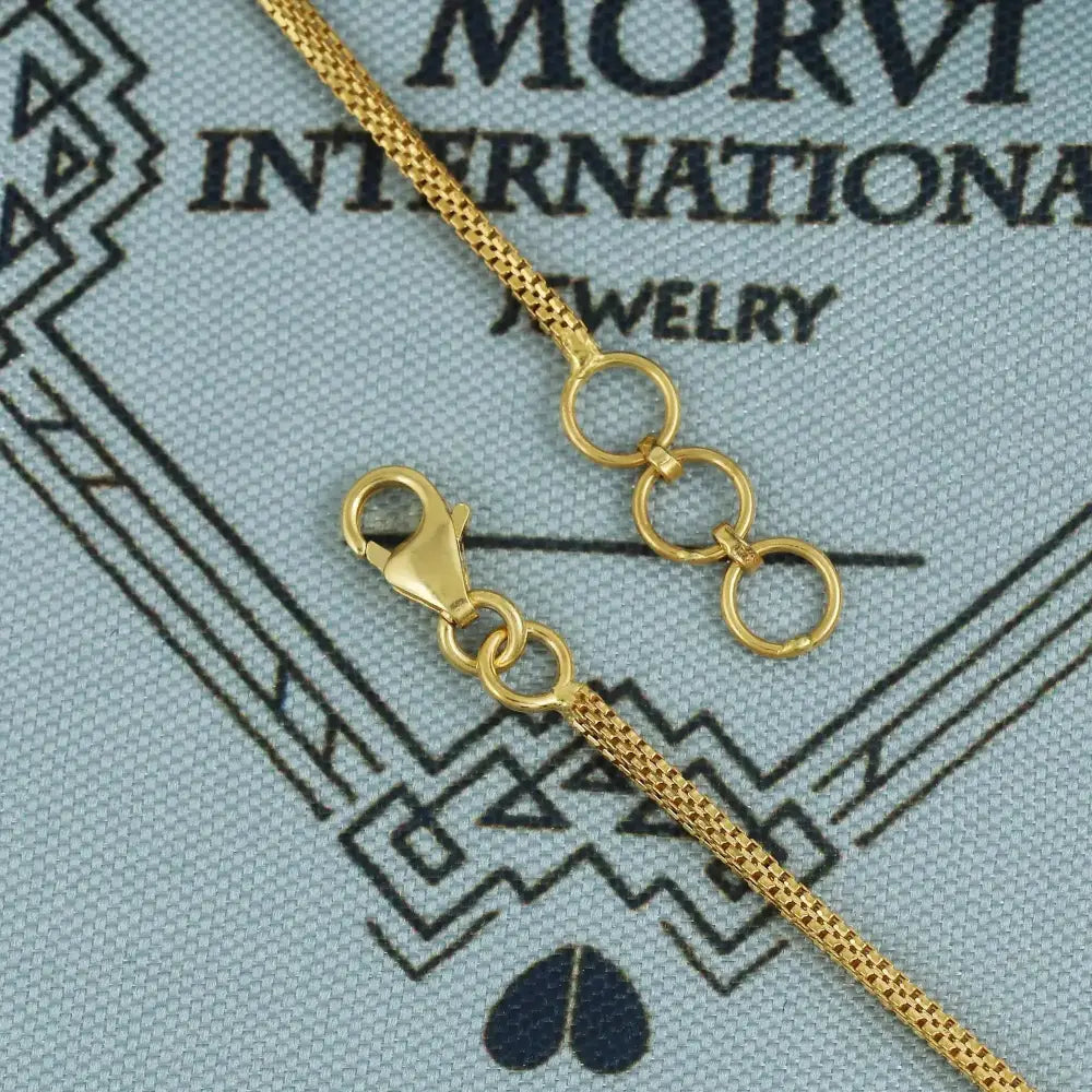 Bracelet in 22K Solid Gold, Indian Handmade Pure Gold Jewelry, Women Box Chain Link Bracelet with Adjustable Hoops, K5877