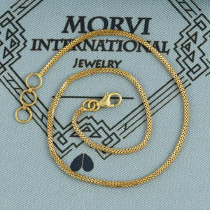 Bracelet in 22K Solid Gold, Indian Handmade Pure Gold Jewelry, Women Box Chain Link Bracelet with Adjustable Hoops, K5877